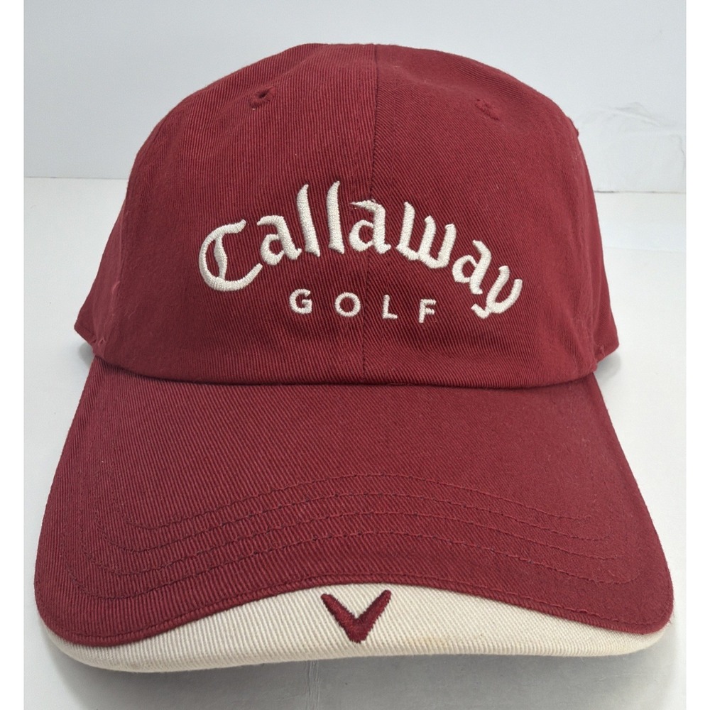 Callaway Golf Hat Mens Red White Navy Embroidered Logo Adjustable Cotton Cap